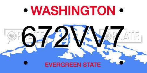 672VV7 Washington License Plate