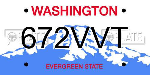 672VVT Washington License Plate