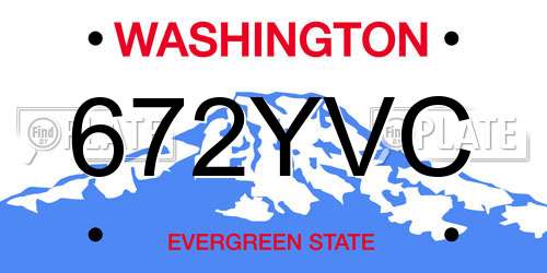 672YVC Washington License Plate