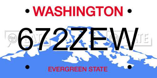 672ZEW Washington License Plate