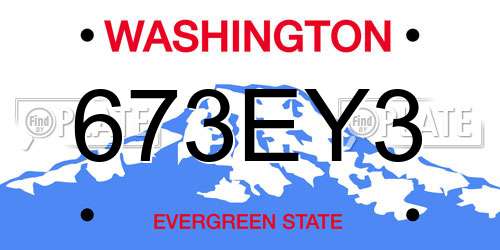 673EY3 Washington License Plate