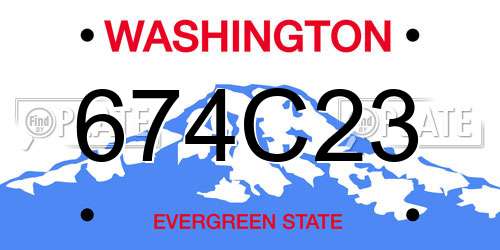 674C23 Washington License Plate