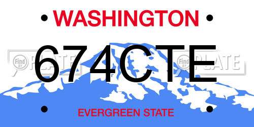 674CTE Washington License Plate