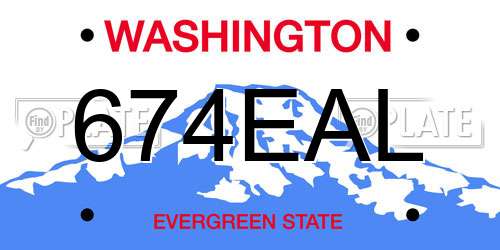 674EAL Washington License Plate