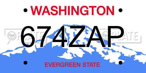 674ZAP Washington License Plate