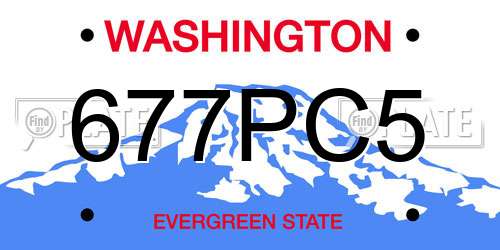 677PC5 Washington License Plate