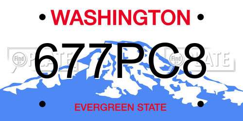 677PC8 Washington License Plate
