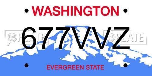 677VVZ Washington License Plate