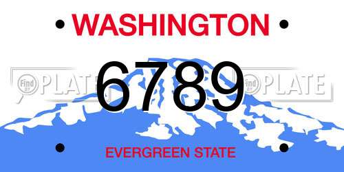 6789 Washington License Plate
