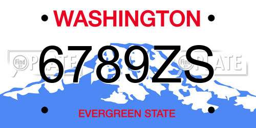 6789ZS Washington License Plate