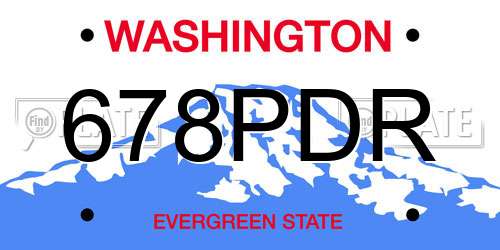 678PDR Washington License Plate