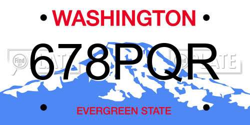 678PQR Washington License Plate