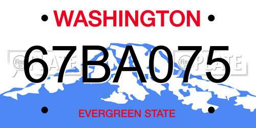 67BA075 Washington License Plate