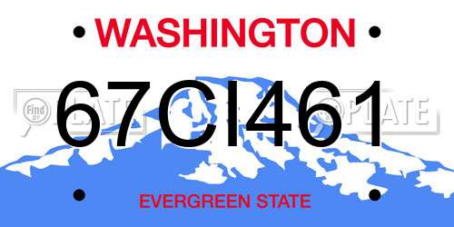 67CI461 Washington License Plate