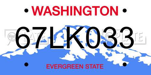 67LK033 Washington License Plate
