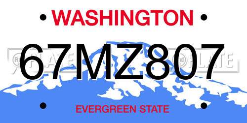67MZ807 Washington License Plate