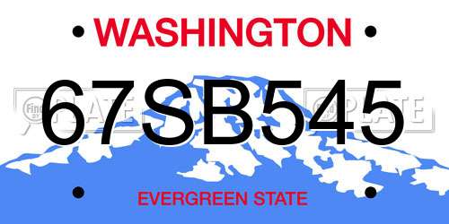 67SB545 Washington License Plate