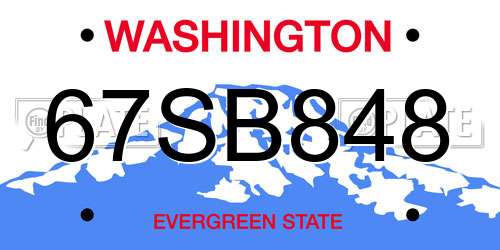 67SB848 Washington License Plate