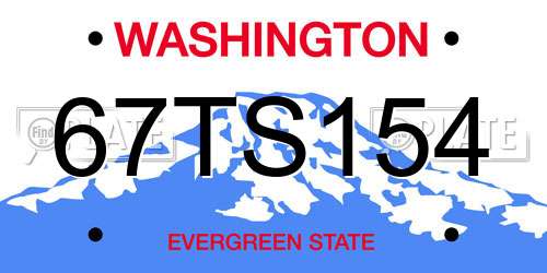 67TS154 Washington License Plate