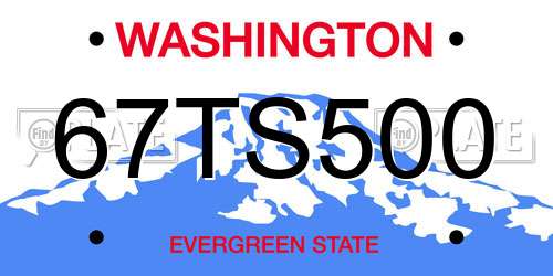 67TS500 Washington License Plate