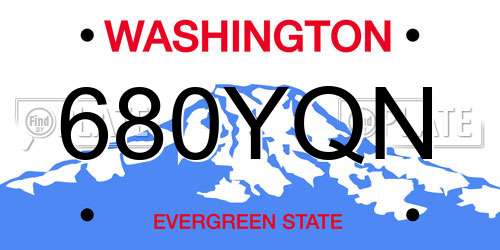 680YQN Washington License Plate