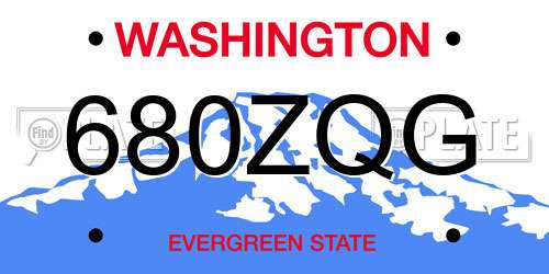 680ZQG Washington License Plate