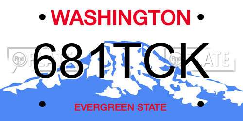 681TCK Washington License Plate