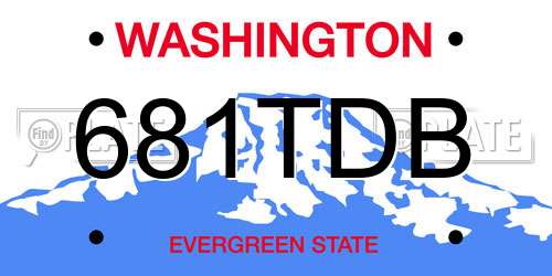 681TDB Washington License Plate