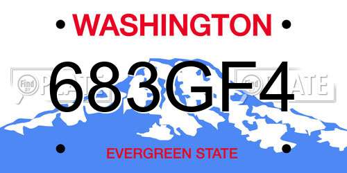 683GF4 Washington License Plate