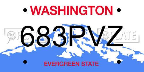 683PVZ Washington License Plate