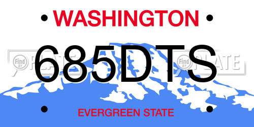 685DTS Washington License Plate