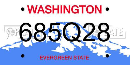 685Q28 Washington License Plate