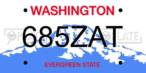 685ZAT Washington License Plate