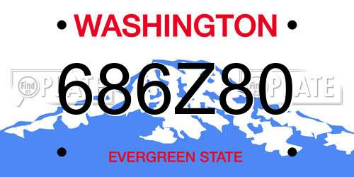 686Z80 Washington License Plate