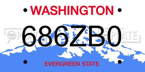 686ZB0 Washington License Plate