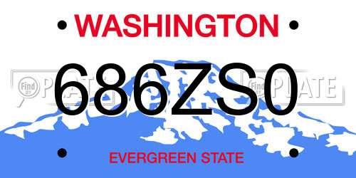 686ZS0 Washington License Plate