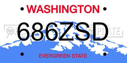 686ZSD Washington License Plate