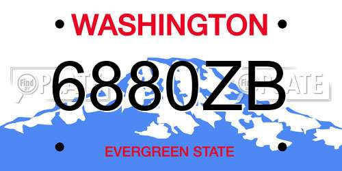 6880ZB Washington License Plate