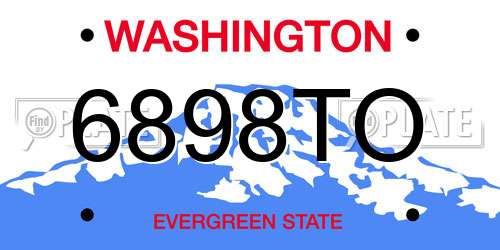 6898TO Washington License Plate
