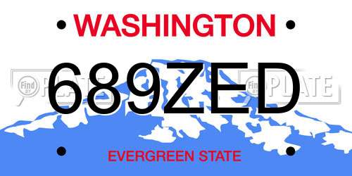 689ZED Washington License Plate
