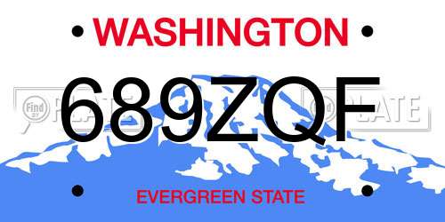 689ZQF Washington License Plate