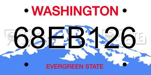 68EB126 Washington License Plate