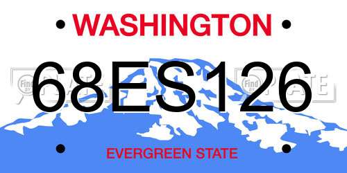 68ES126 Washington License Plate