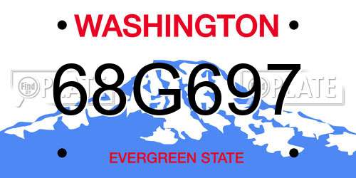68G697 Washington License Plate