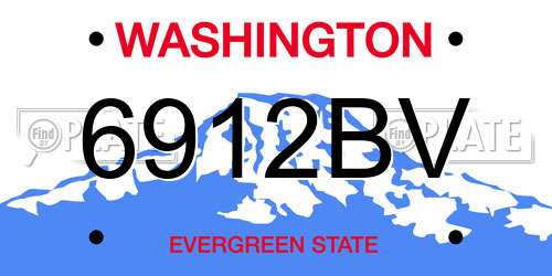 6912BV Washington License Plate