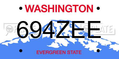 694ZEE Washington License Plate