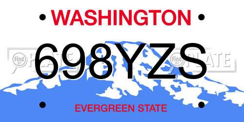 698YZS Washington License Plate
