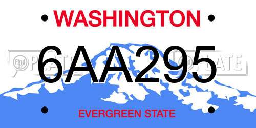 6AA295 Washington License Plate