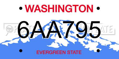 6AA795 Washington License Plate