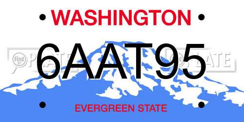 6AAT95 Washington License Plate